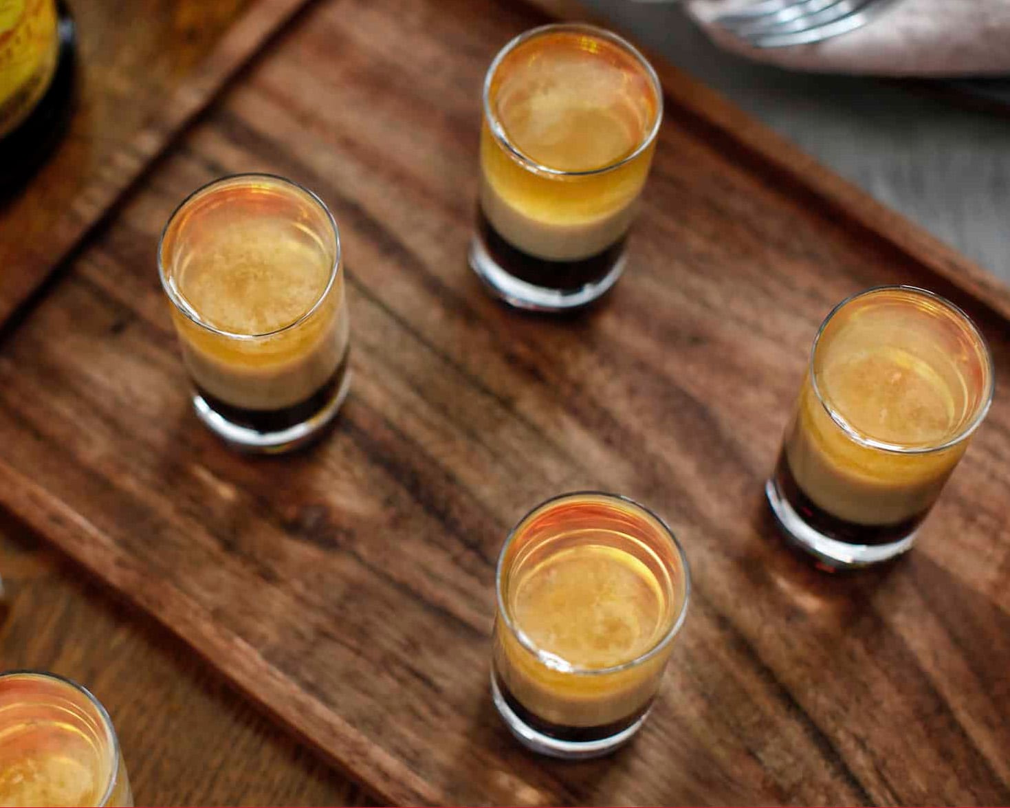 Four b52 shots on a tray